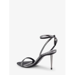 Laminated heeled sandals with laminated effect