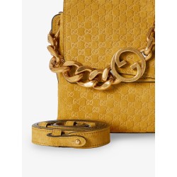 Suede shoulder bag with all-over GG motif