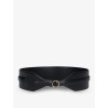 Maxi leather belt with metal buckle