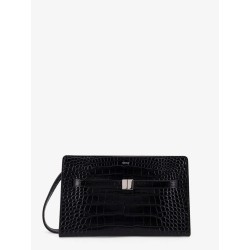 Croco print leather crossbody bag