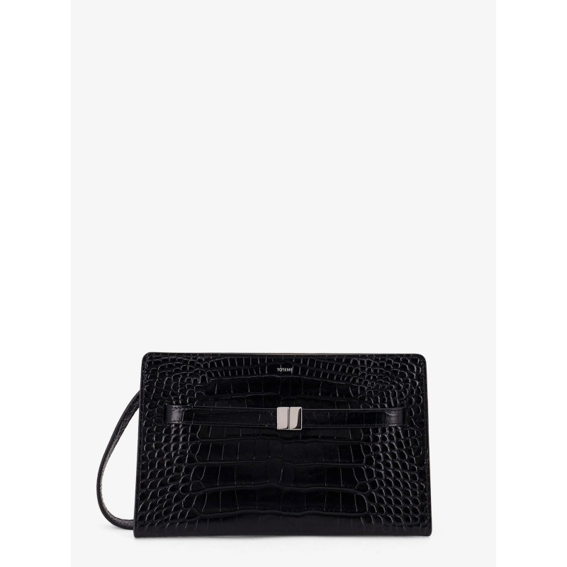 Croco print leather crossbody bag