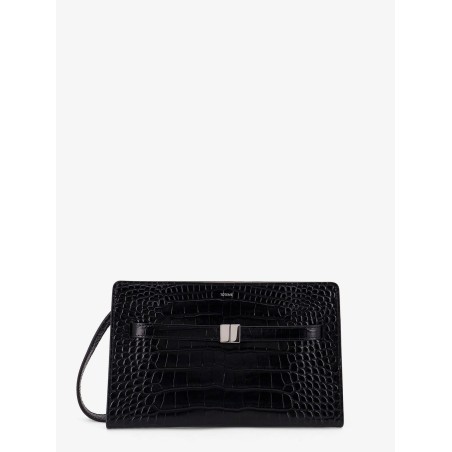 Croco print leather crossbody bag