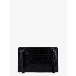 Croco print leather crossbody bag