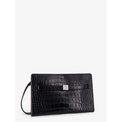 Croco print leather crossbody bag