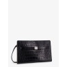 Croco print leather crossbody bag