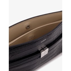 Croco print leather crossbody bag