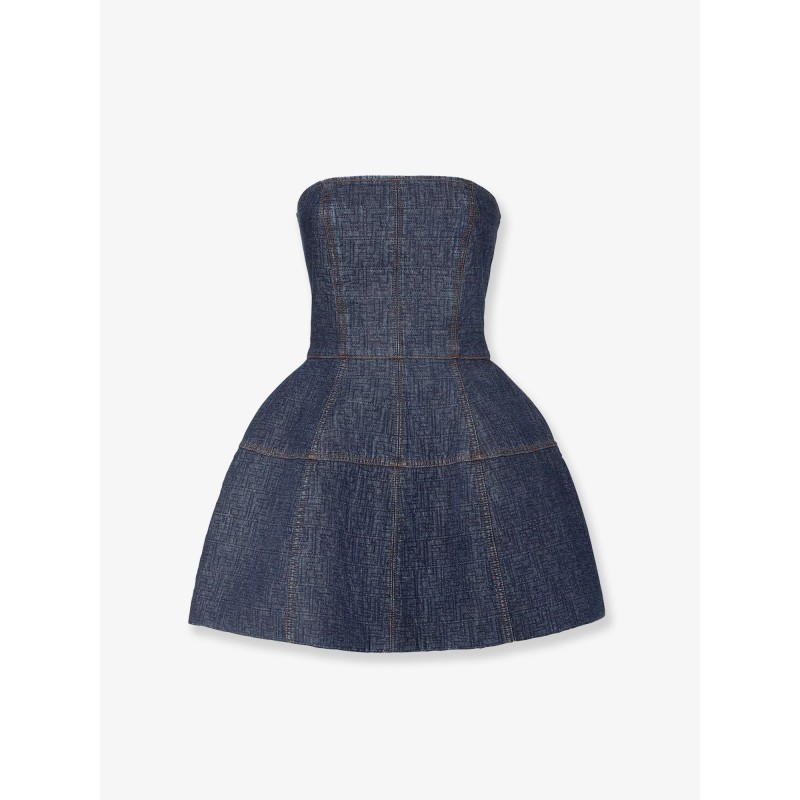 Padded denim mini dress
