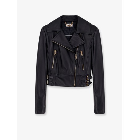 Cropped leather jacket