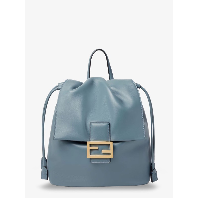 Leather backpack with metal FF logo detail