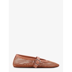Fishnet ballet flats with leather profiles