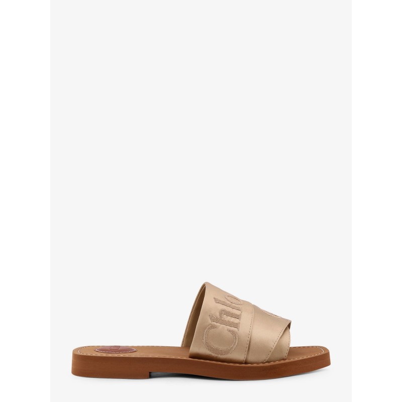 Woody satin sandals with embroidered logo
