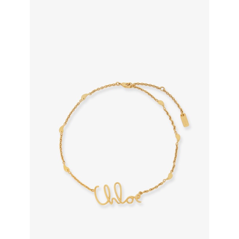 Brass necklace with lettering logo