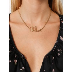 Brass necklace with lettering logo