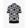 Virgin wool polo shirt with geometric print