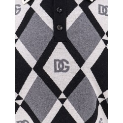Virgin wool polo shirt with geometric print
