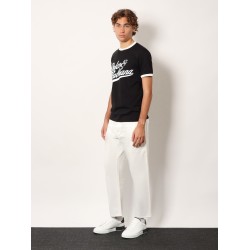 Cotton t-shirt with flocked logo print