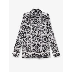 Silk shirt with Maiolica print