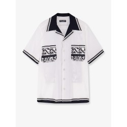 Cotton shirt with maxi Maiolica print on the back