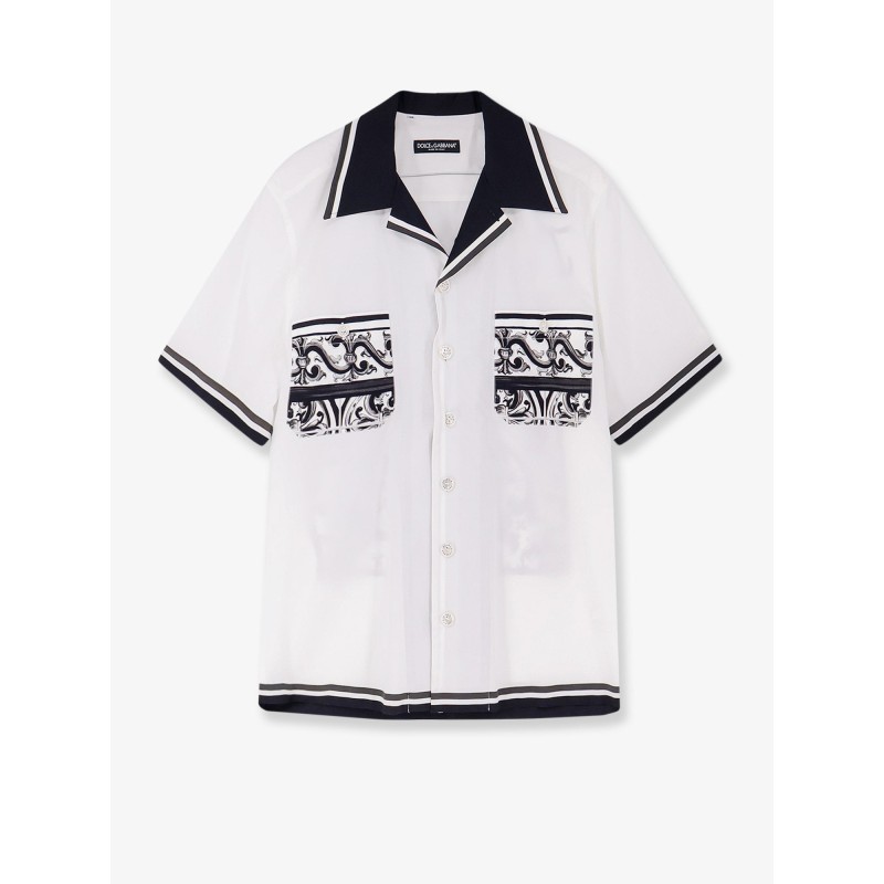 Cotton shirt with maxi Maiolica print on the back