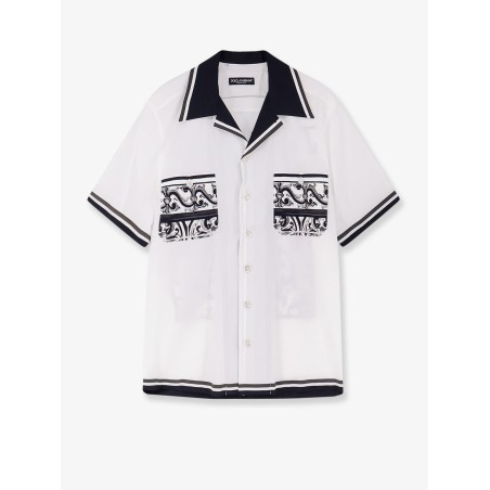 Cotton shirt with maxi Maiolica print on the back