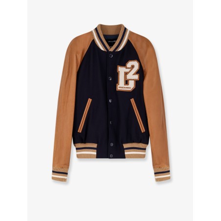 D2 Varsity wool and leather bomber