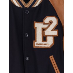 D2 Varsity wool and leather bomber