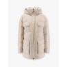 Nylon and cotton hooded down jacket