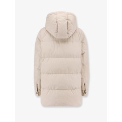 Nylon and cotton hooded down jacket
