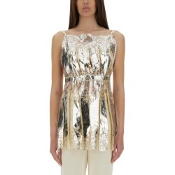 LAMINATED PLEATED SATIN TOP