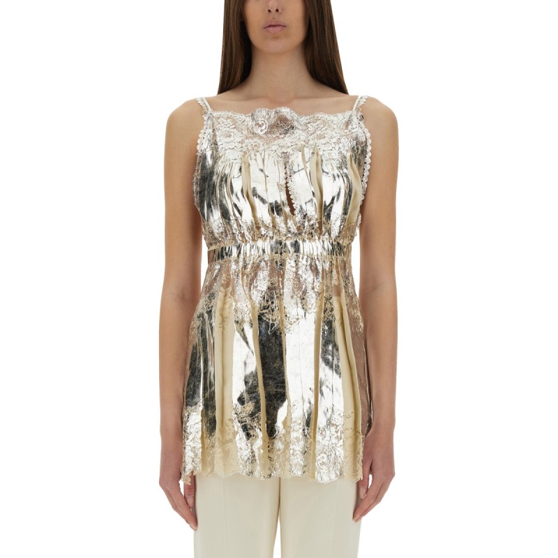 LAMINATED PLEATED SATIN TOP