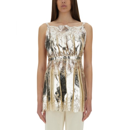 LAMINATED PLEATED SATIN TOP