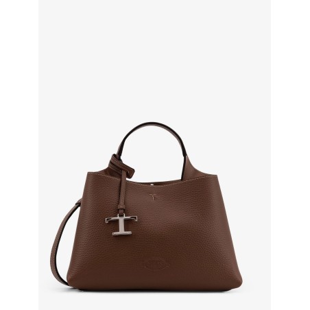 Leather crossbody bag with metal T-Timeless logo