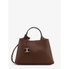 Leather crossbody bag with metal T-Timeless logo