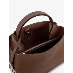 Leather crossbody bag with metal T-Timeless logo