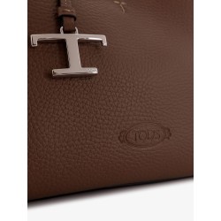 Leather crossbody bag with metal T-Timeless logo