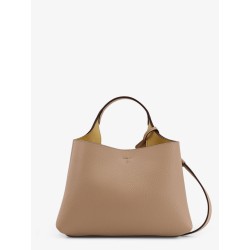 Leather shoulder bag with metal T-Timeless logo
