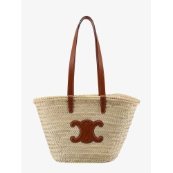 Panier raffia shouder bag with leather details