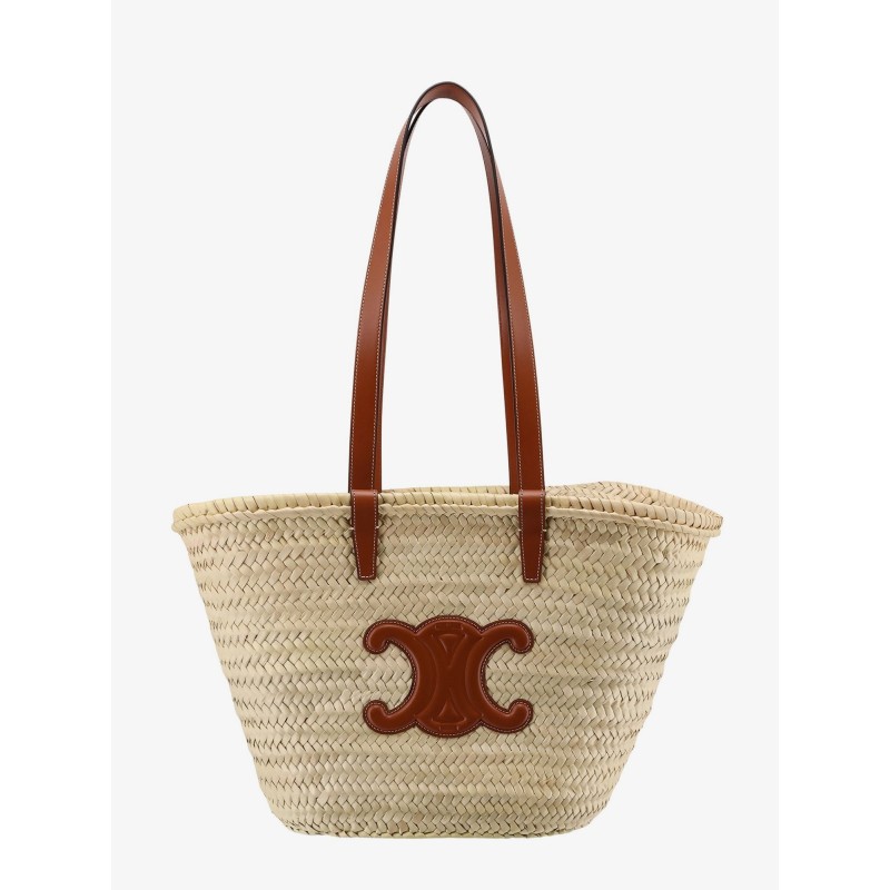 Panier raffia shouder bag with leather details