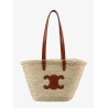 Panier raffia shouder bag with leather details