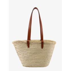 Panier raffia shouder bag with leather details