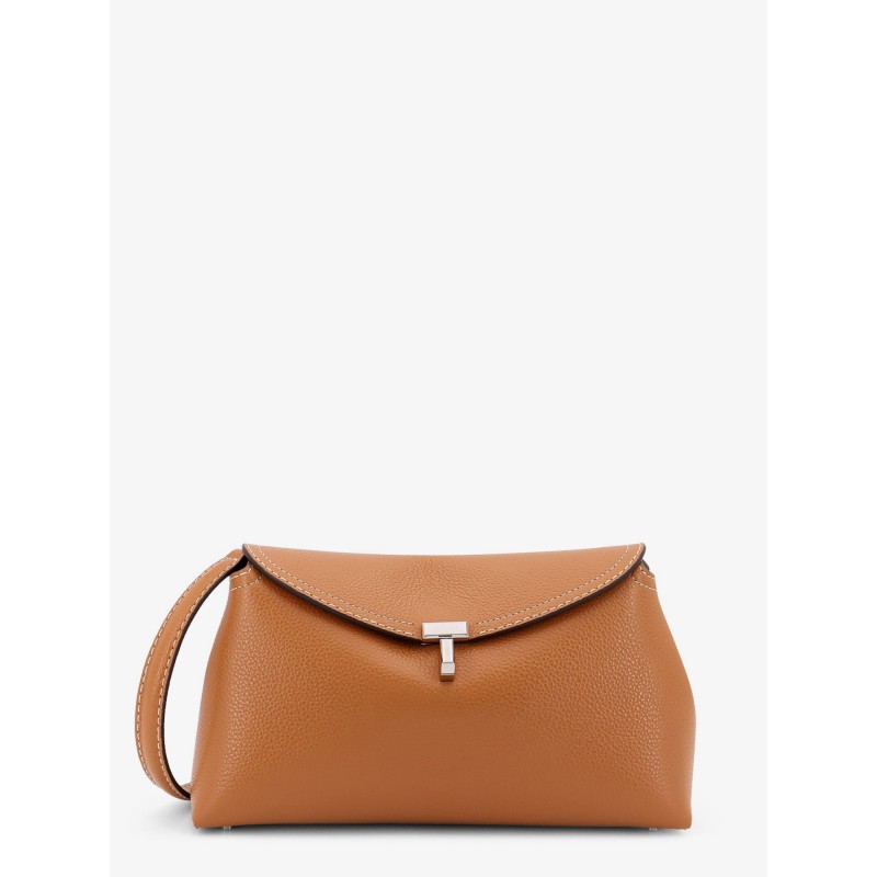 T-Lock leather clutch with contrasting stitching