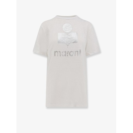 Linen t-shirt with laminated logo on the front
