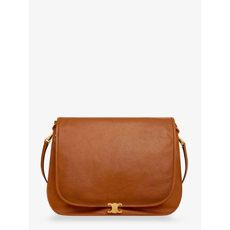 Leather crossbody bag with metal Triomphe logo