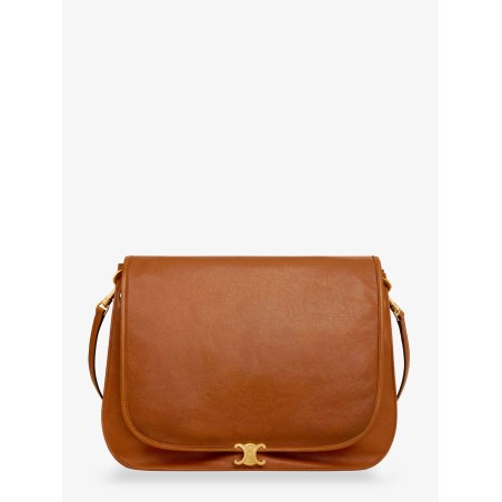 Leather crossbody bag with metal Triomphe logo