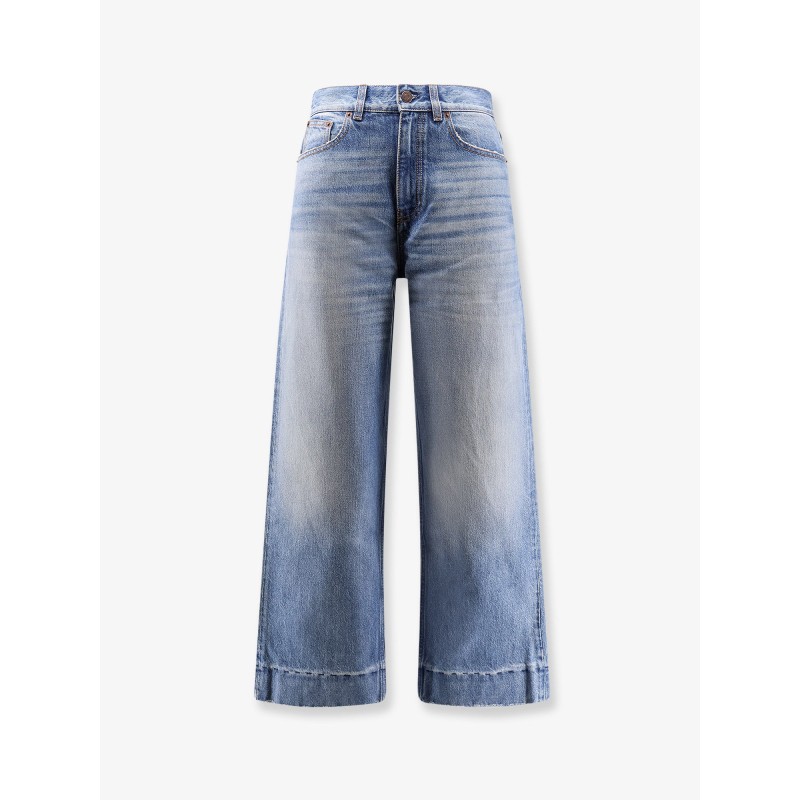Stone-washed denim jeans