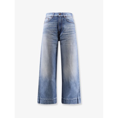 Stone-washed denim jeans