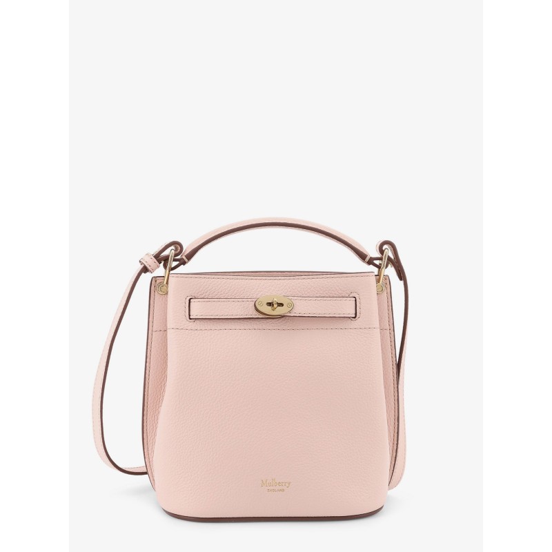 Leather bucket bag with logo