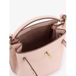 Leather bucket bag with logo