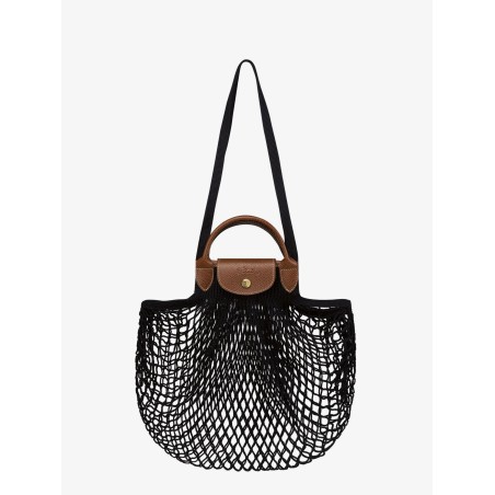 Le Pliage Filet L mesh and leather shoulder bag