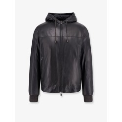 Reversible padded leather jacket